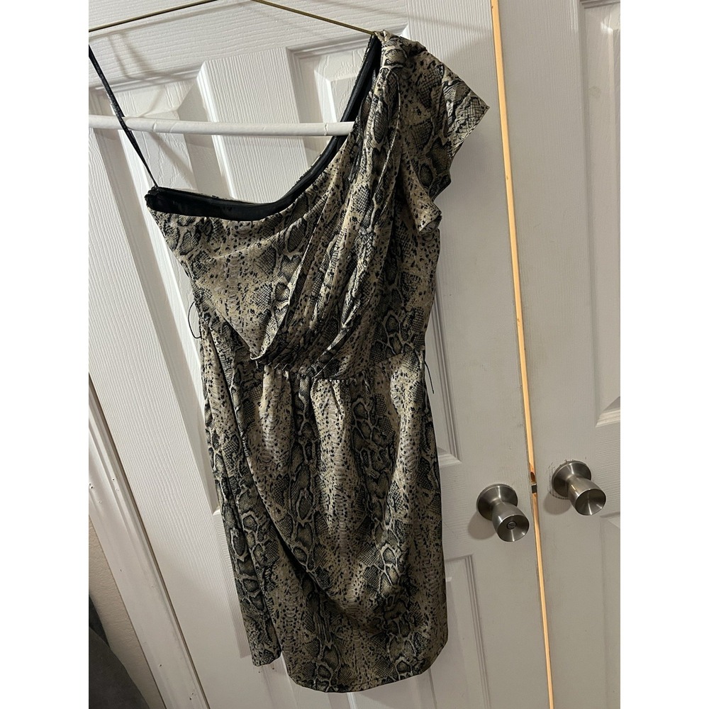 NWT‎ MM COUTURE Miss Me ONE SHOULDER Snakeskin Animal Print Sheath Dress Size M